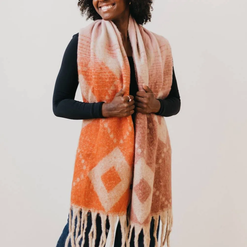 Pretty Simple | Diamond Fade Chunky Scarf: Orange/Pink/Cream