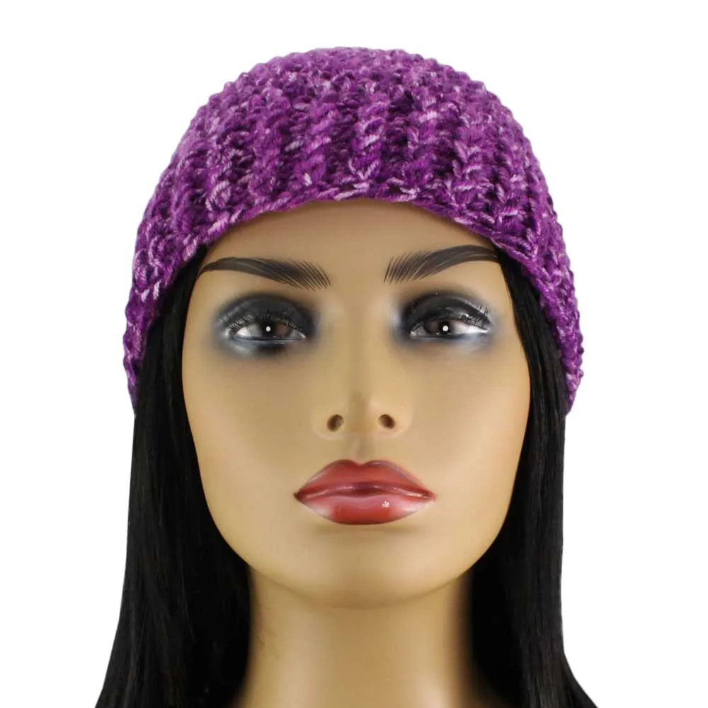 Purple Speckled Crochet Snug Beanie Hat Medium/Large - JMCH52ML