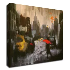 "A Rainy Day Walker" by Chin H. Shin, Print on Canvas, Ready to Hang