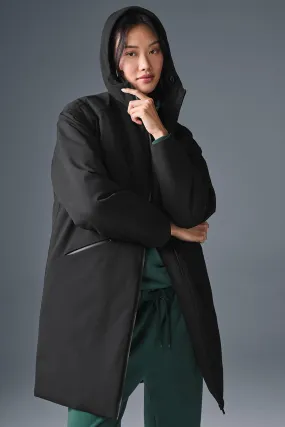 Rain Or Shine Puffer Long Coat - Black