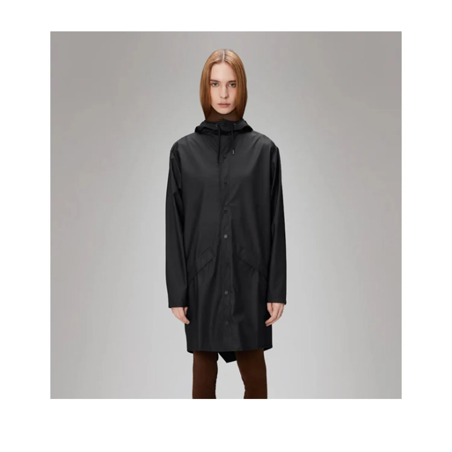 Rains Unisex Long Jacket W3 in Black