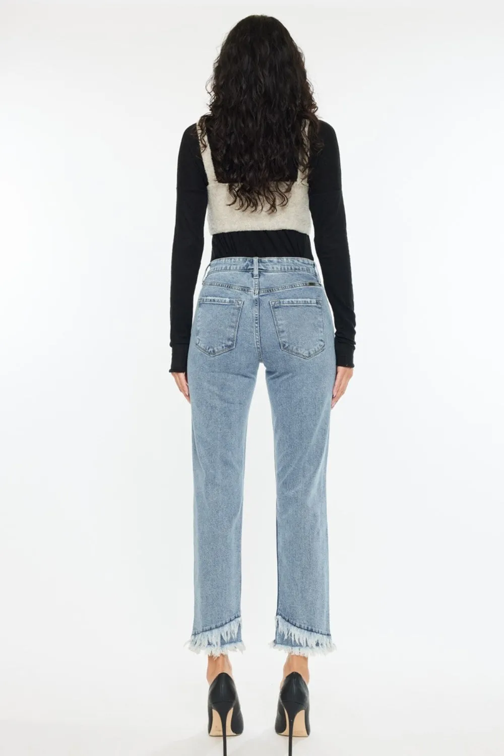 Rainy Raw Hem High Rise Straight Kancan Jeans