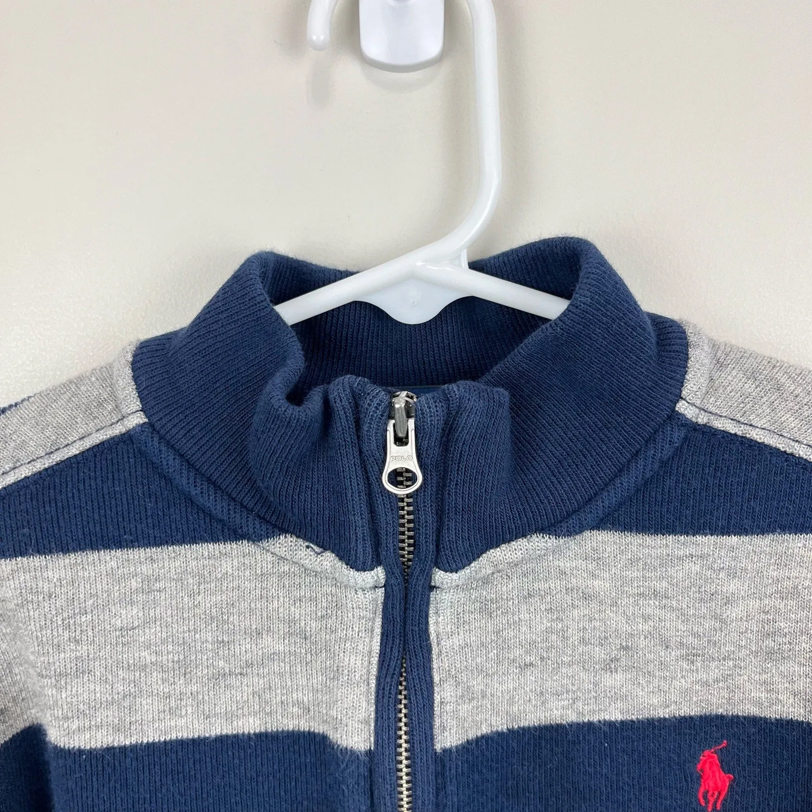 Ralph Lauren Navy Gray Quarter Zip Sweater 6