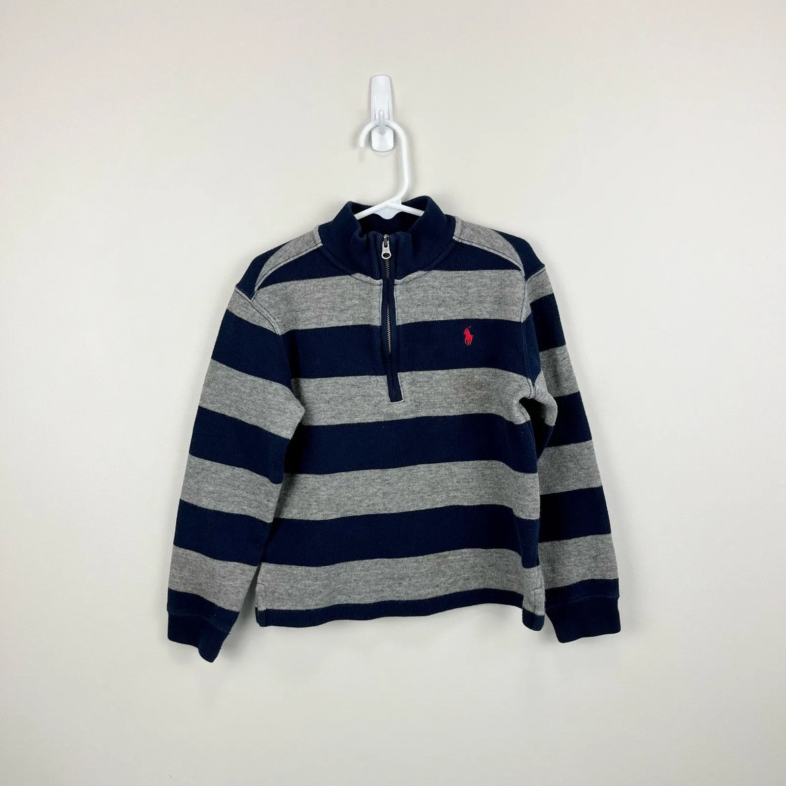 Ralph Lauren Navy Gray Quarter Zip Sweater 6