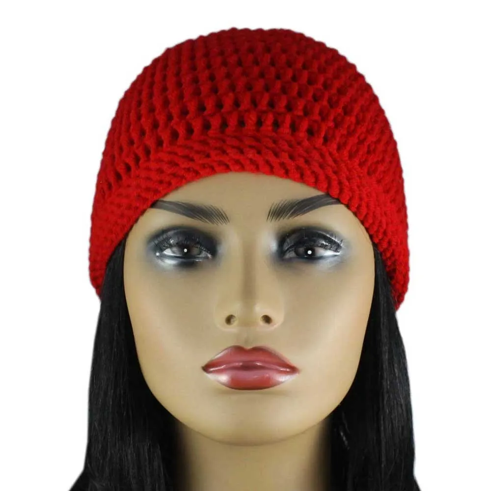 Red Crochet Beanie Hat Medium/Large - JMCH22ML