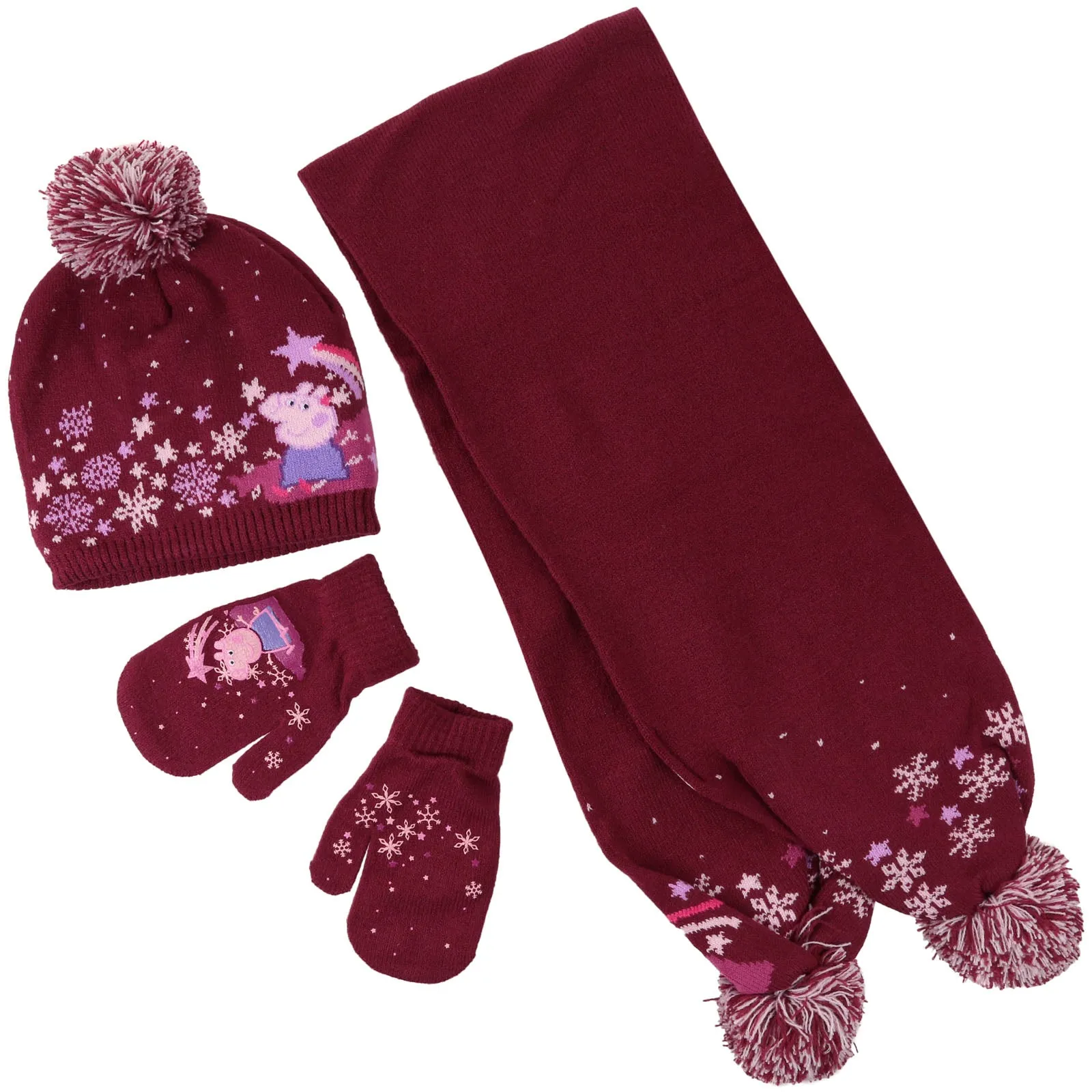 Regatta Kids Peppa Pig Pom Pom Hat, Scarf & Glove Set