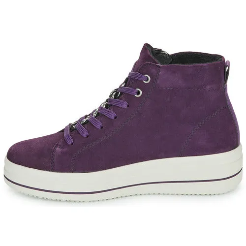 Remonte X Elizabeth Hurley D1C70-30 Aubergine Suede Leather Chunky Trainer Boots