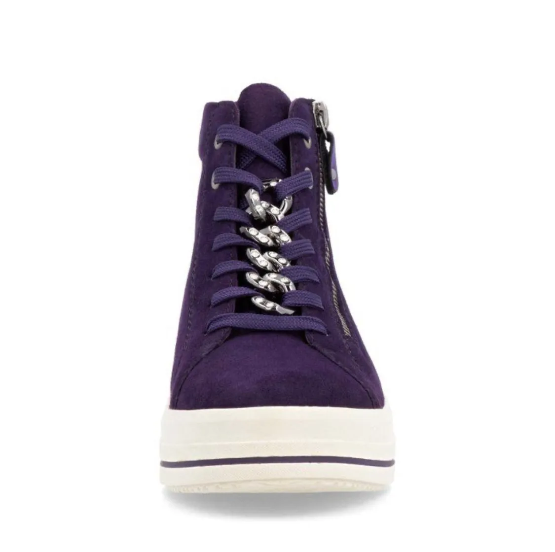 Remonte X Elizabeth Hurley D1C70-30 Aubergine Suede Leather Chunky Trainer Boots