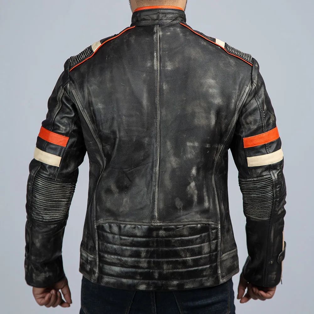 Retro 3 Distressed Leather Biker Jacket