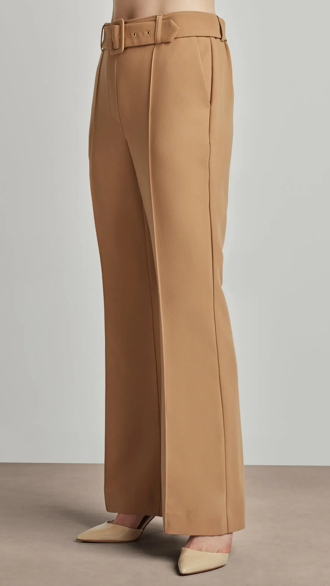 RETRO-FLARE BELTED PANTS