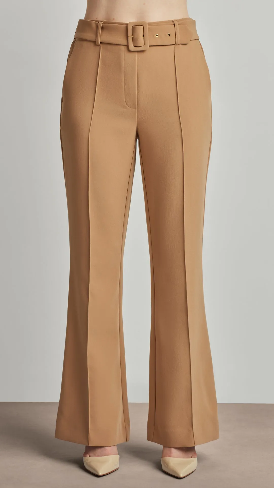 RETRO-FLARE BELTED PANTS