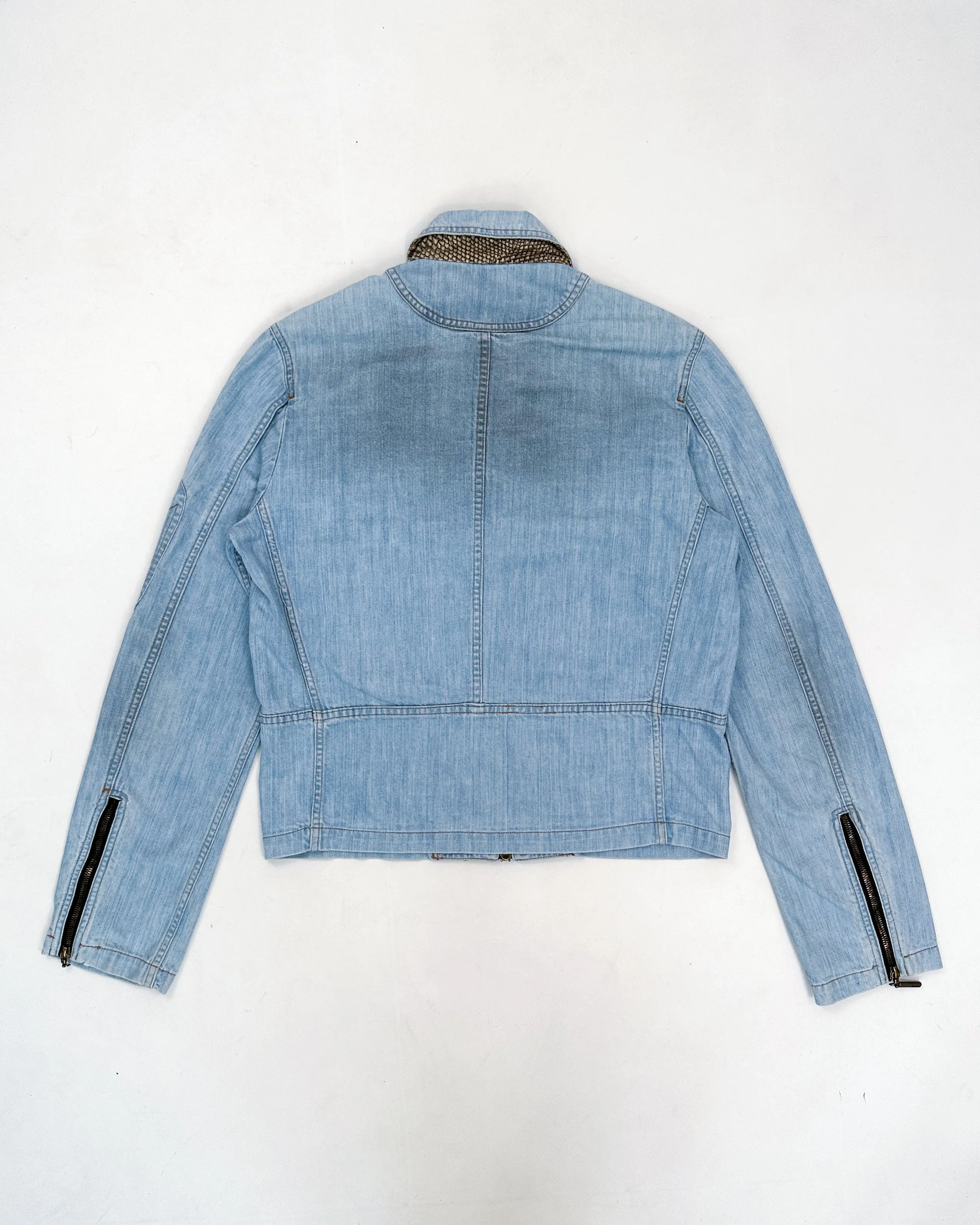 Roberto Cavalli Symmetrical Denim Zipped Jacket 1990's