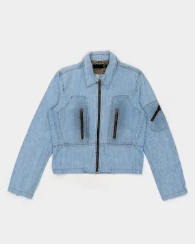 Roberto Cavalli Symmetrical Denim Zipped Jacket 1990's