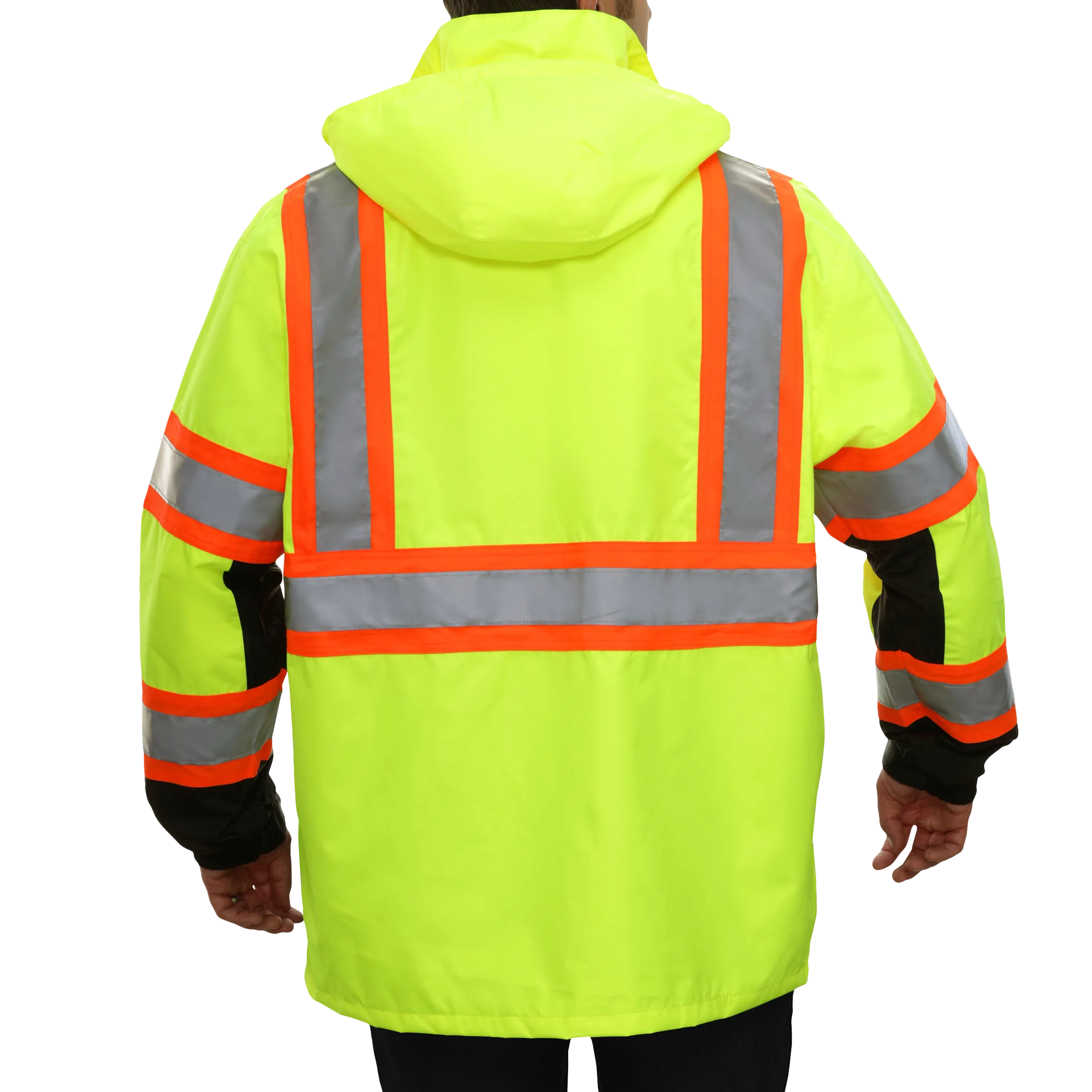 Safety DOT Jacket HiVis Parka Breathable Waterproof Hooded