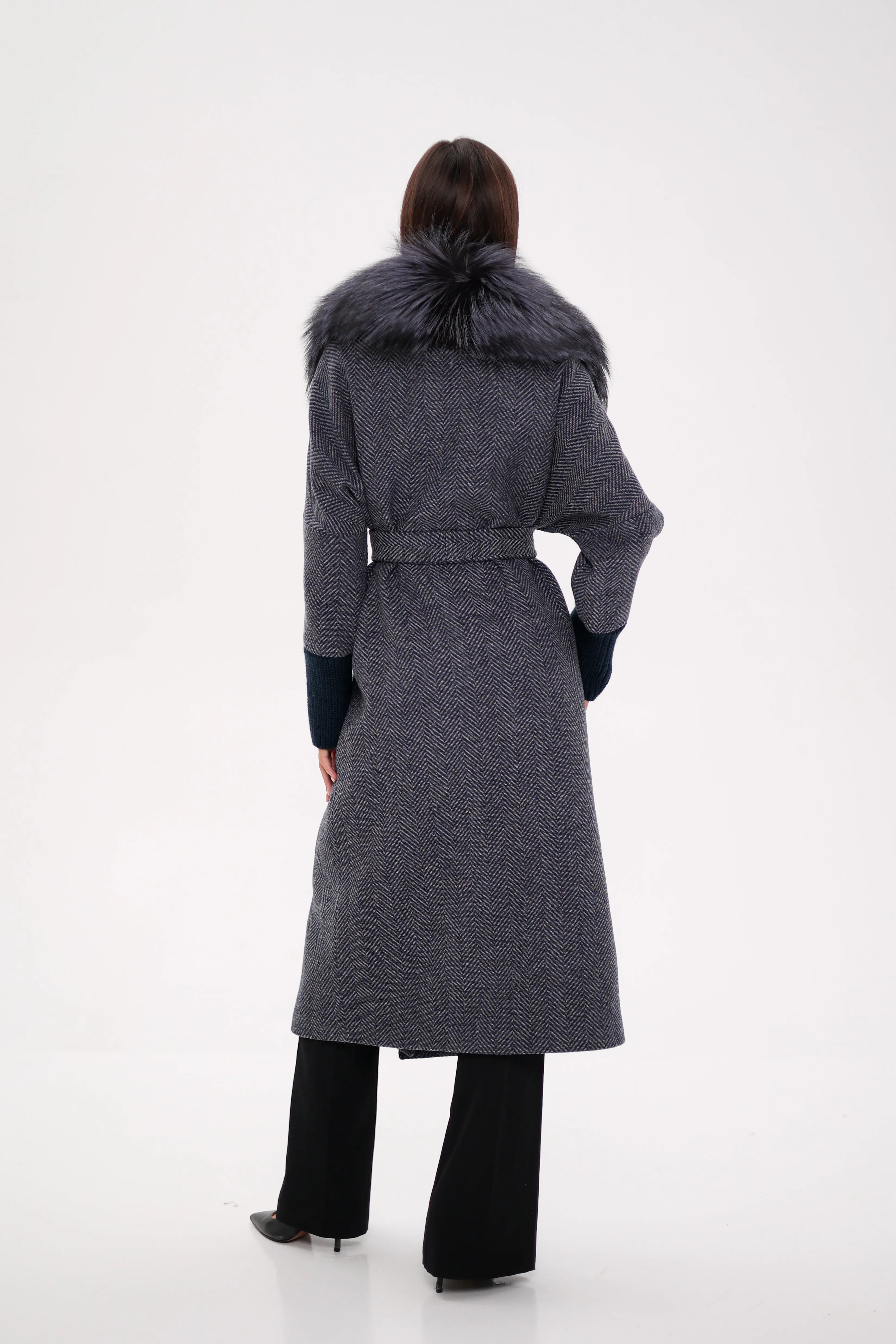 Saga®Furs Silver Fox Cashmere Wool Coat