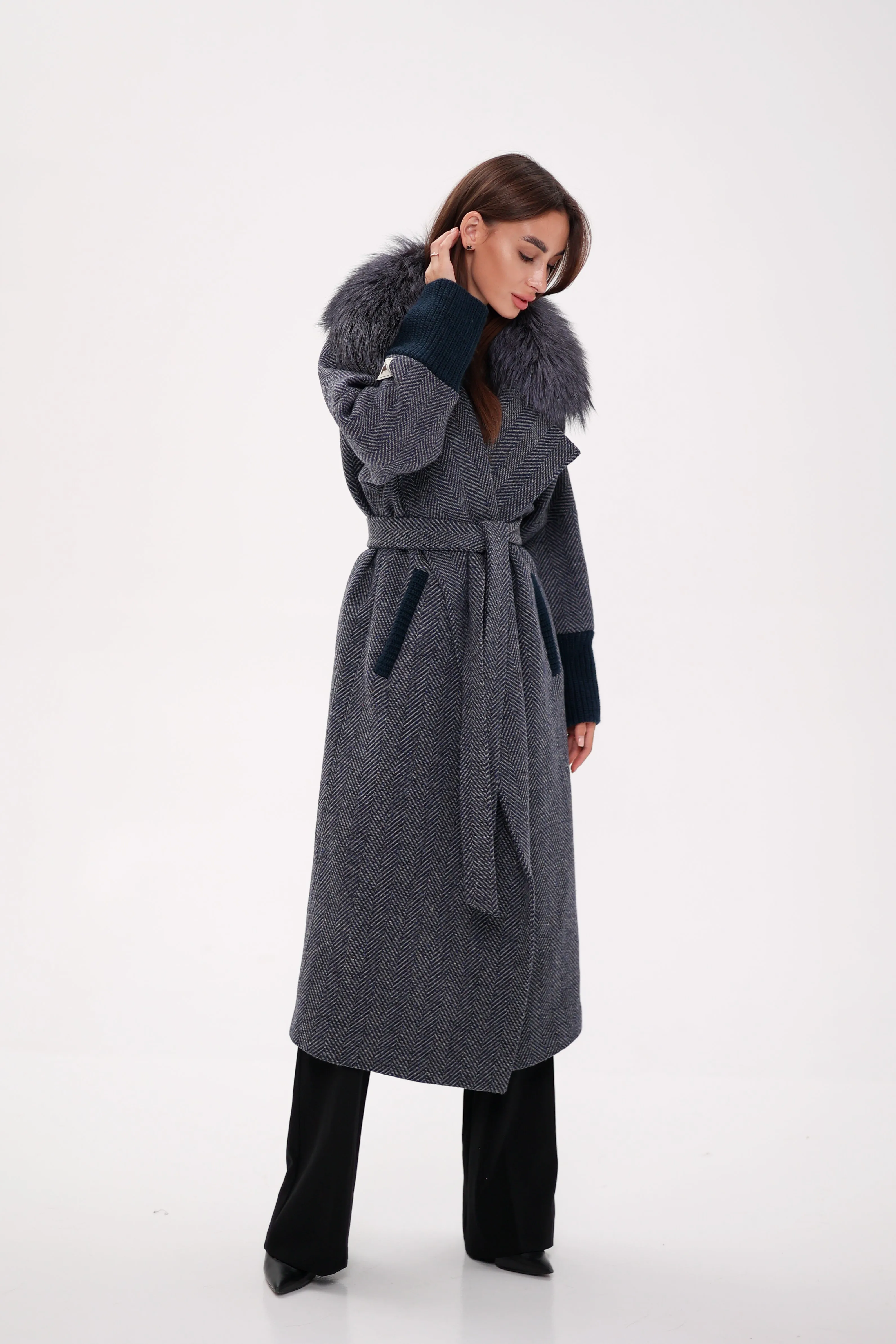 Saga®Furs Silver Fox Cashmere Wool Coat