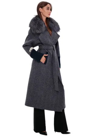 Saga®Furs Silver Fox Cashmere Wool Coat