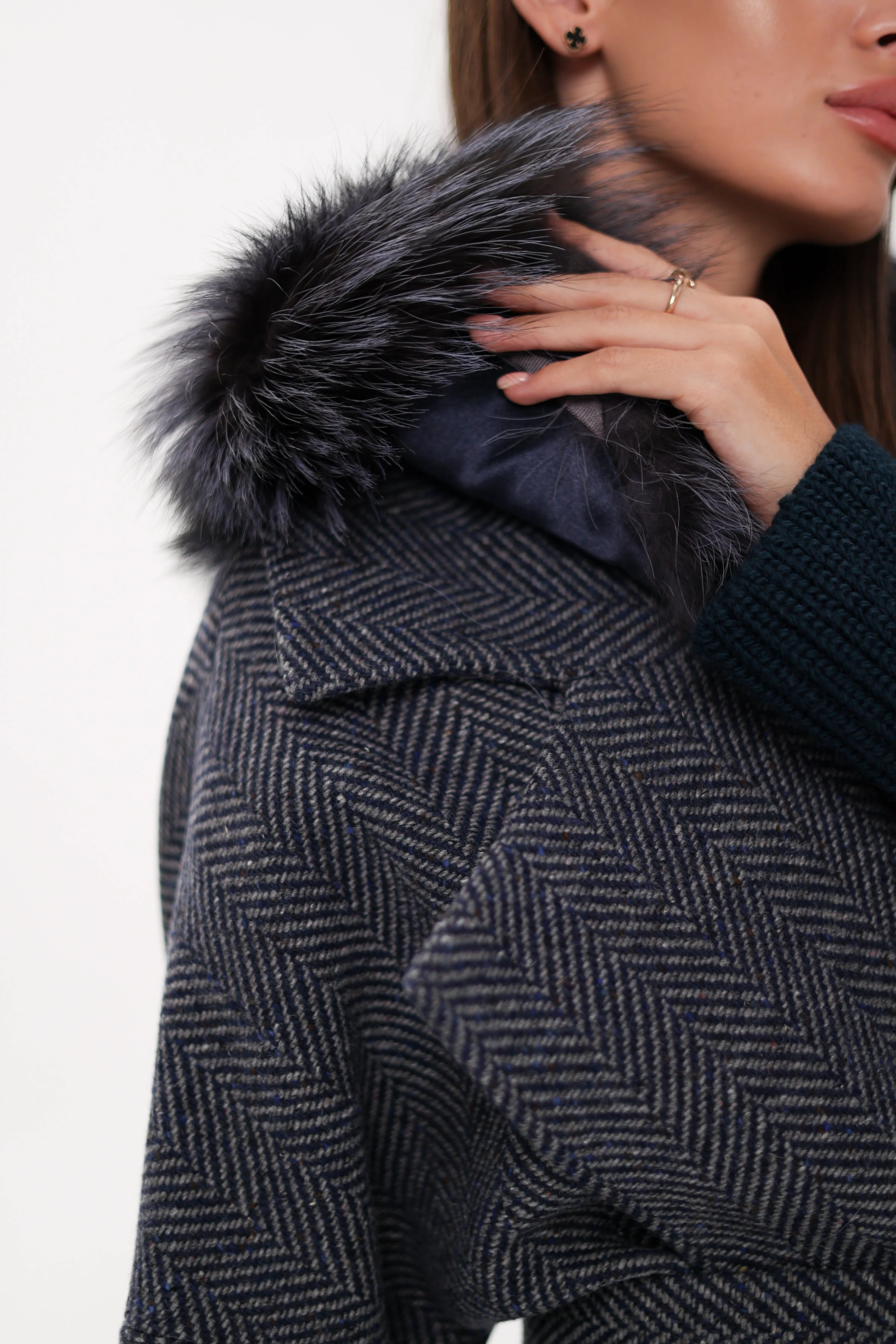 Saga®Furs Silver Fox Cashmere Wool Coat