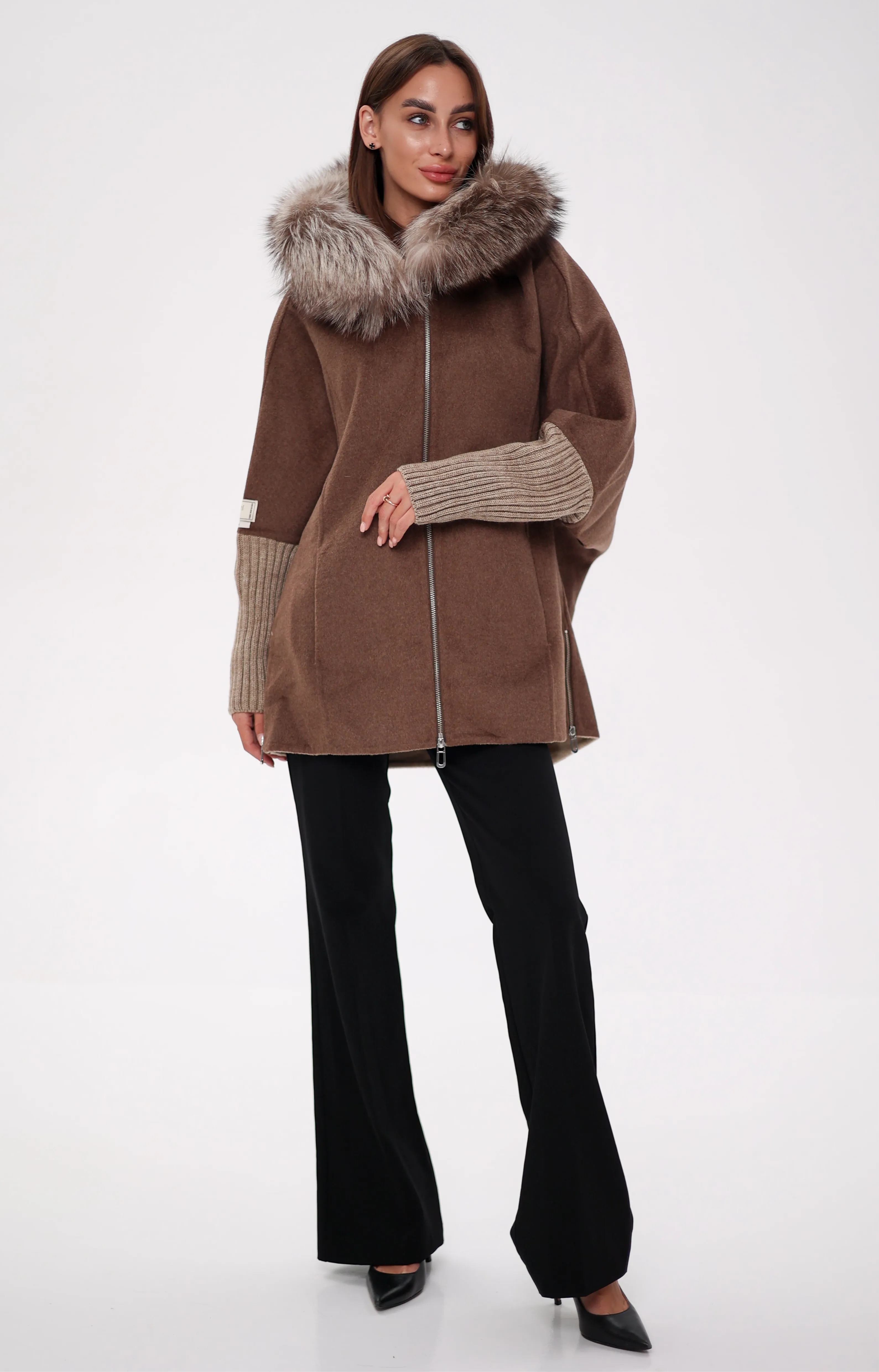 Saga®Furs Silver Fox Wool Alpaca Coat