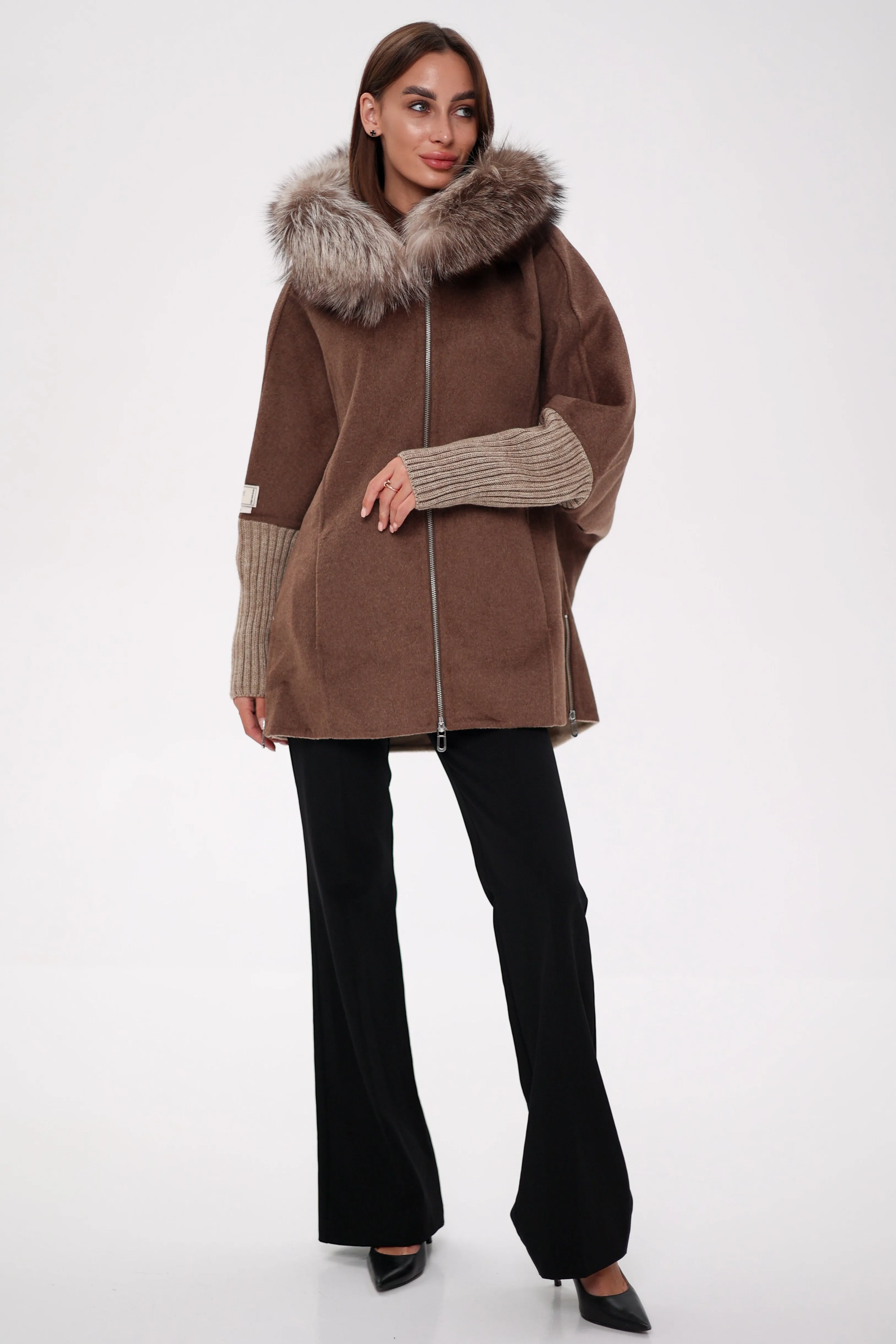 Saga®Furs Silver Fox Wool Alpaca Coat