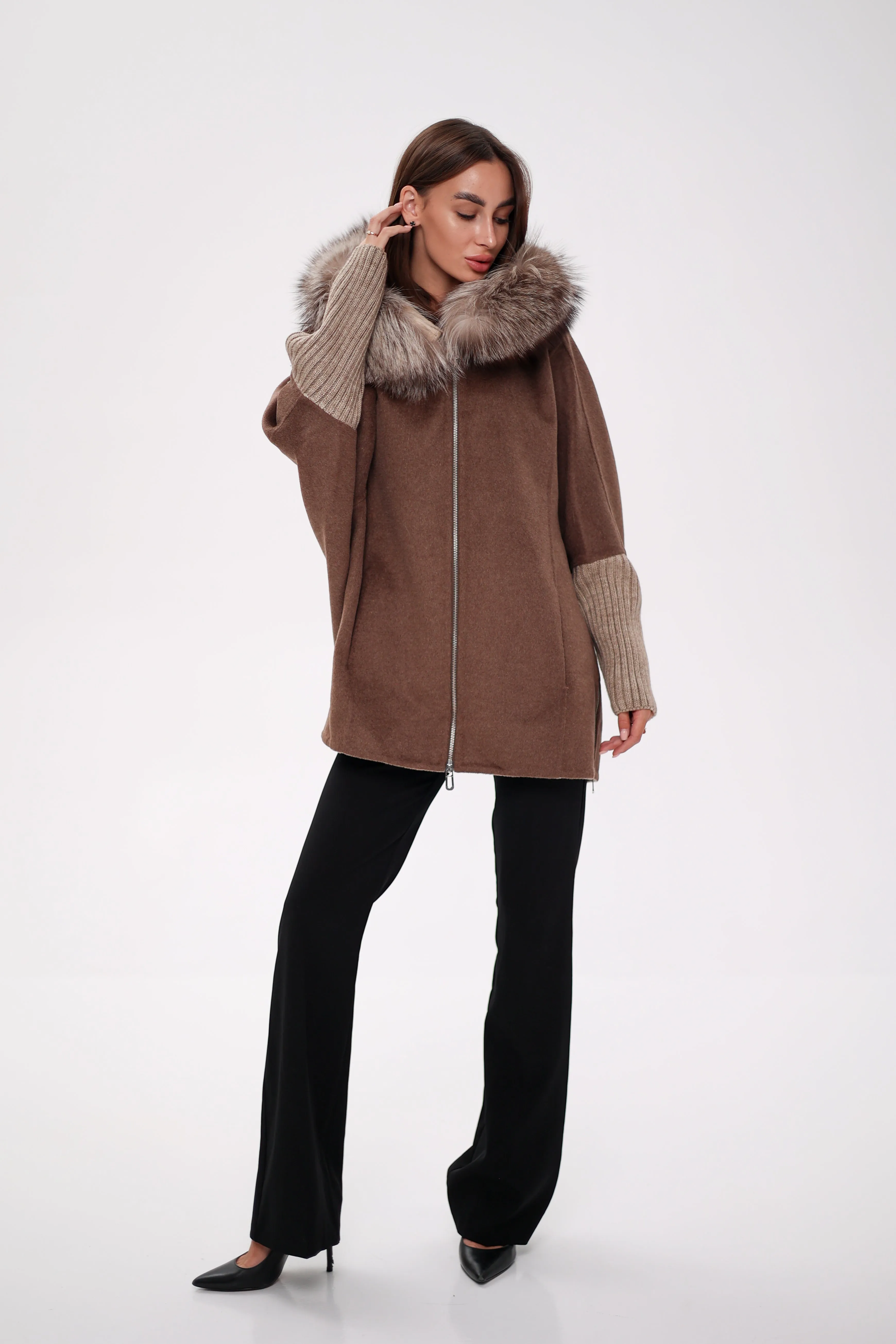 Saga®Furs Silver Fox Wool Alpaca Coat