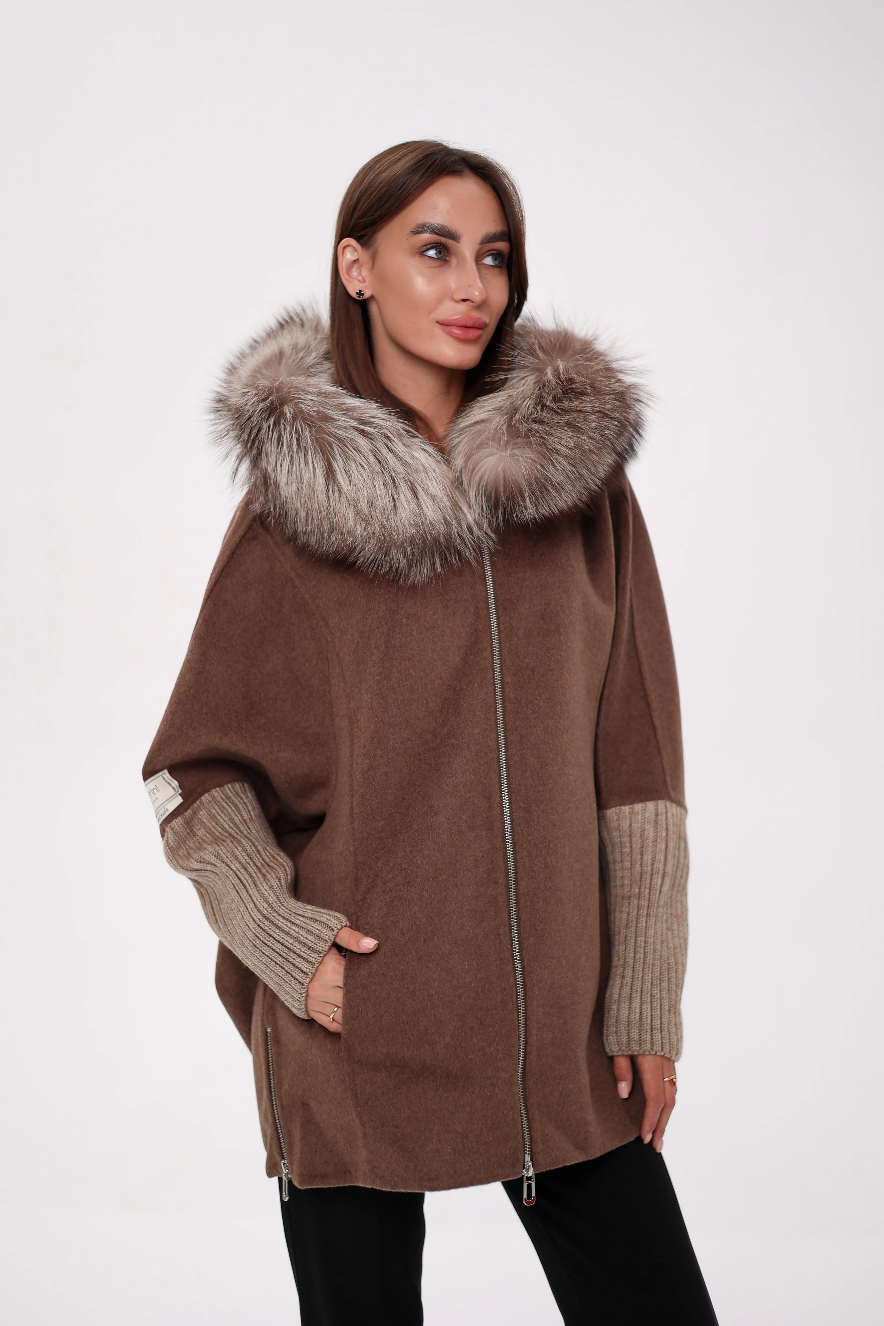 Saga®Furs Silver Fox Wool Alpaca Coat