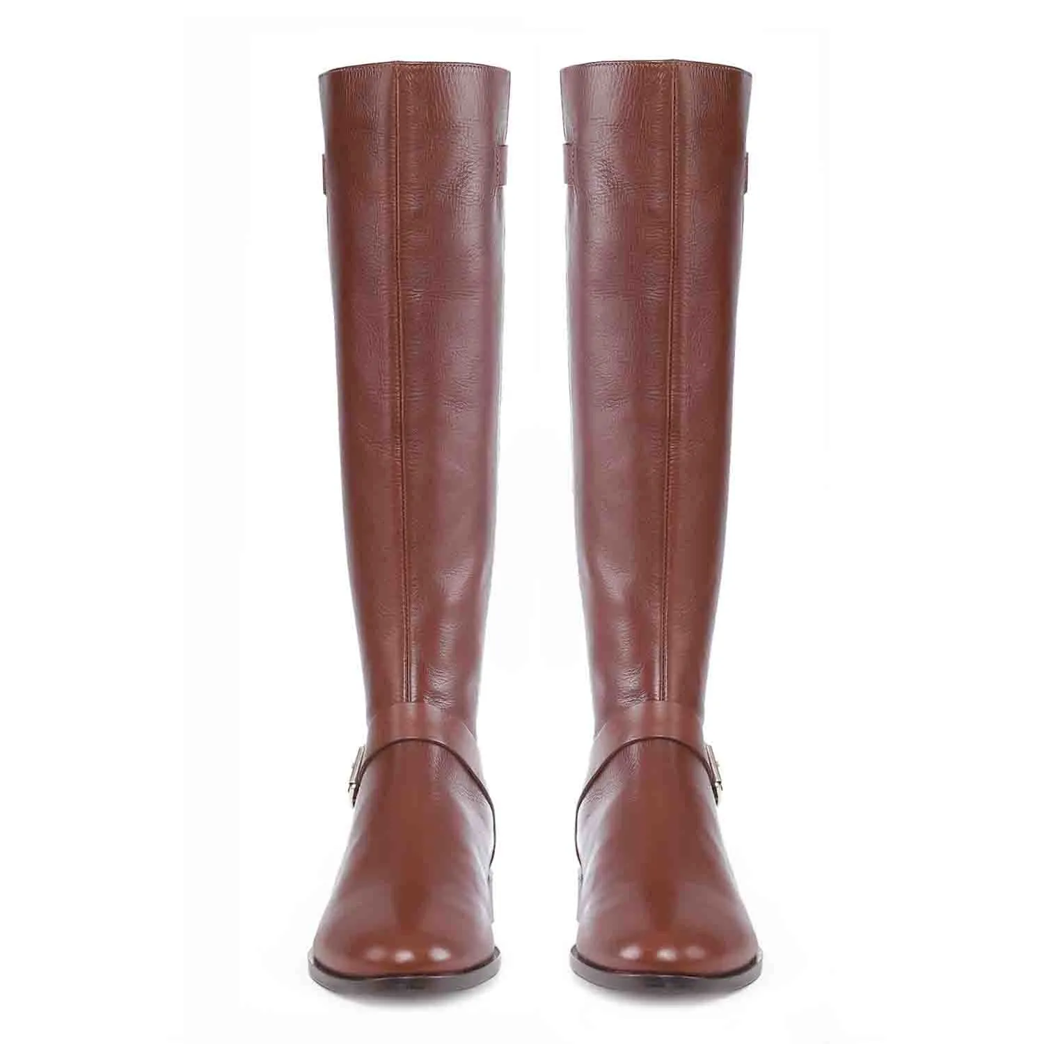 Saint Delores Cuoio Crust Leather Buckle Decor Knee High Boots