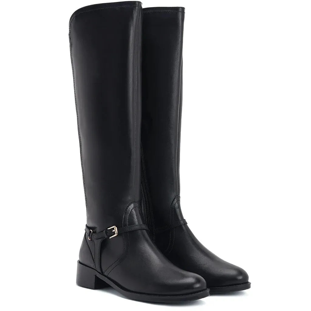 Saint Drusilla Black Leather Knee High Boots