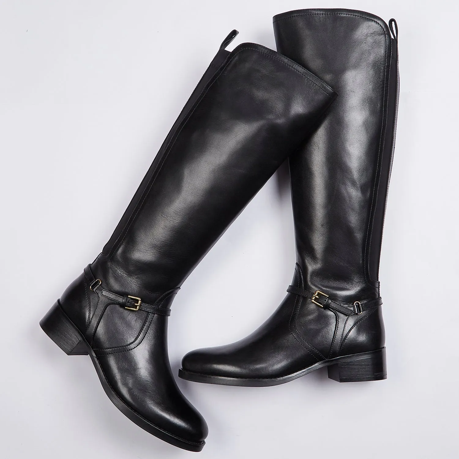 Saint Drusilla Black Leather Knee High Boots