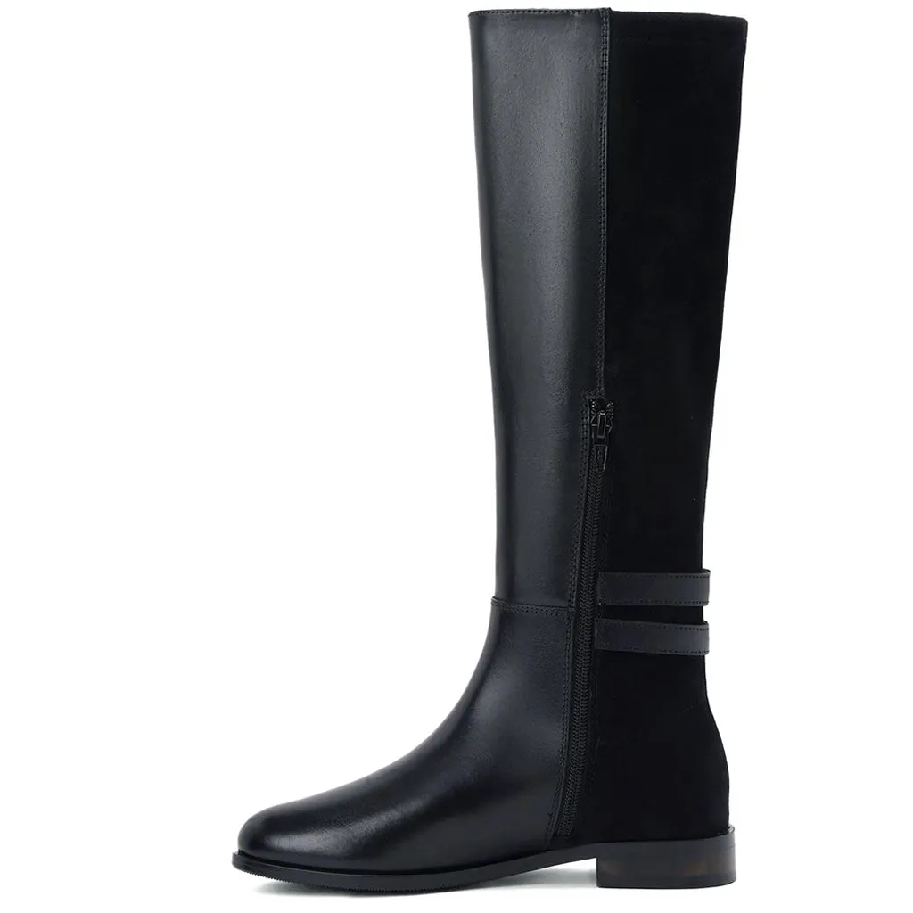 Saint Serafina Black Leather Knee High Boots