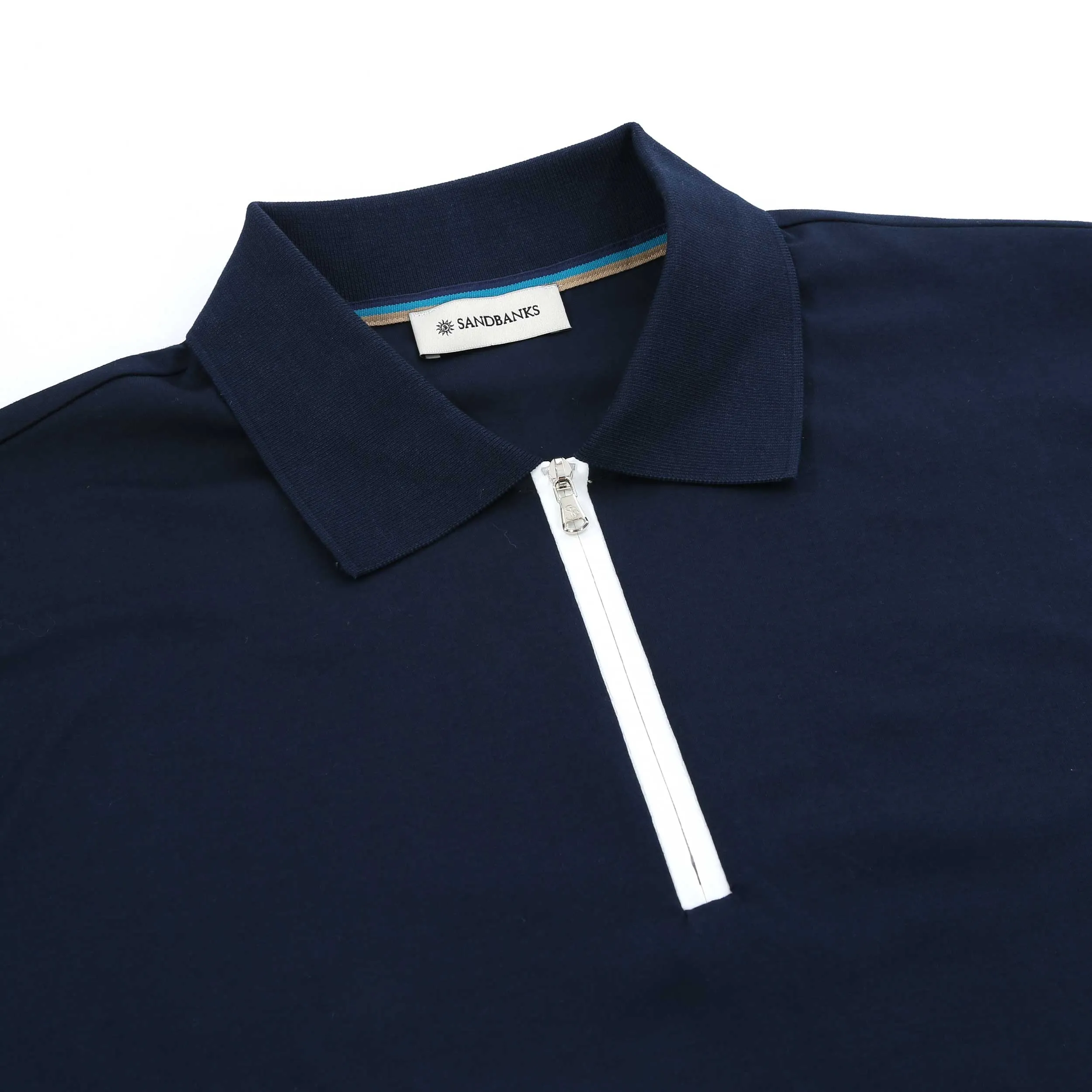 Sandbanks Silicone Zip Polo Shirt in Navy