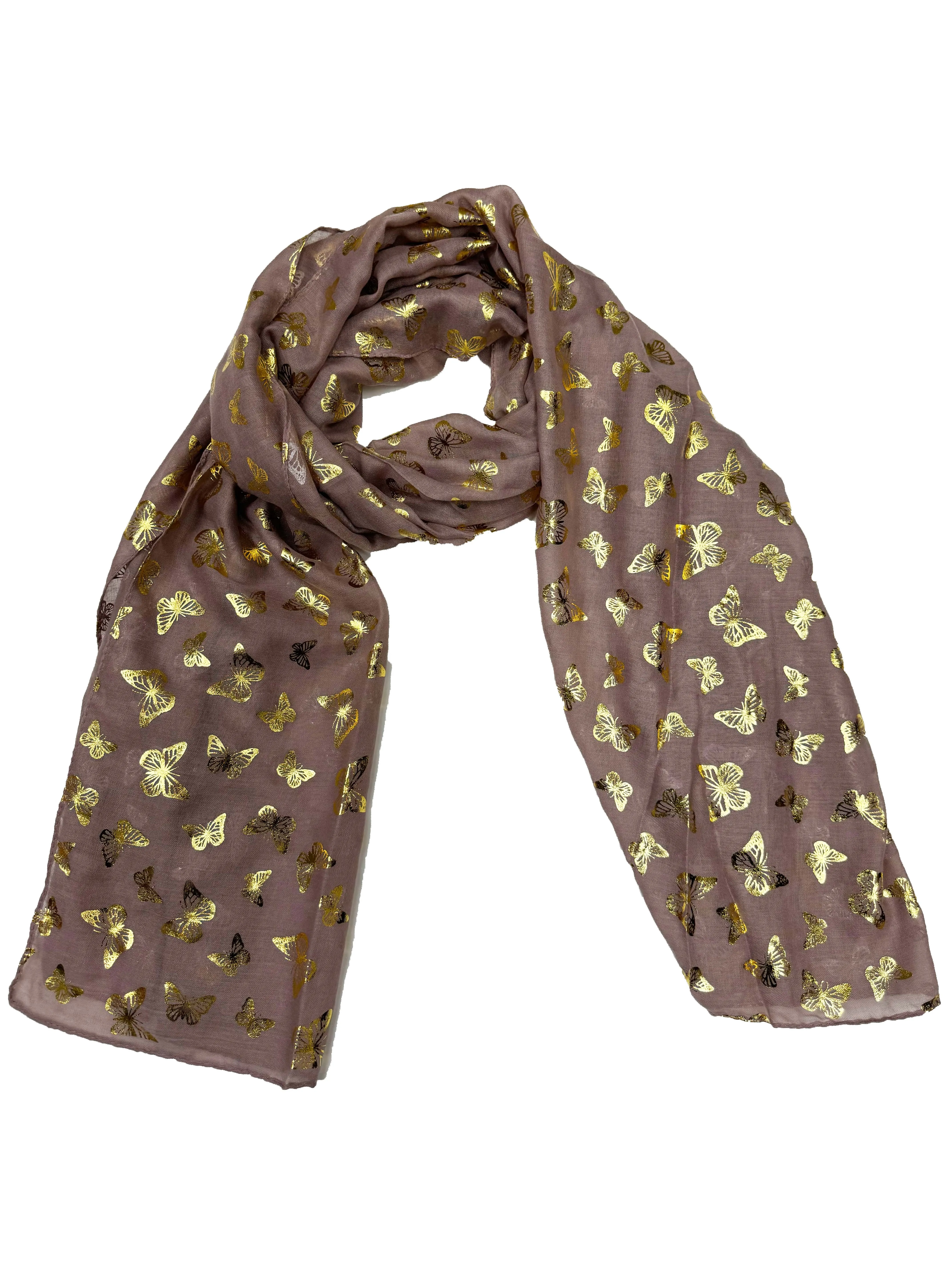 Scarf with Mini Gold Foil Butterflies