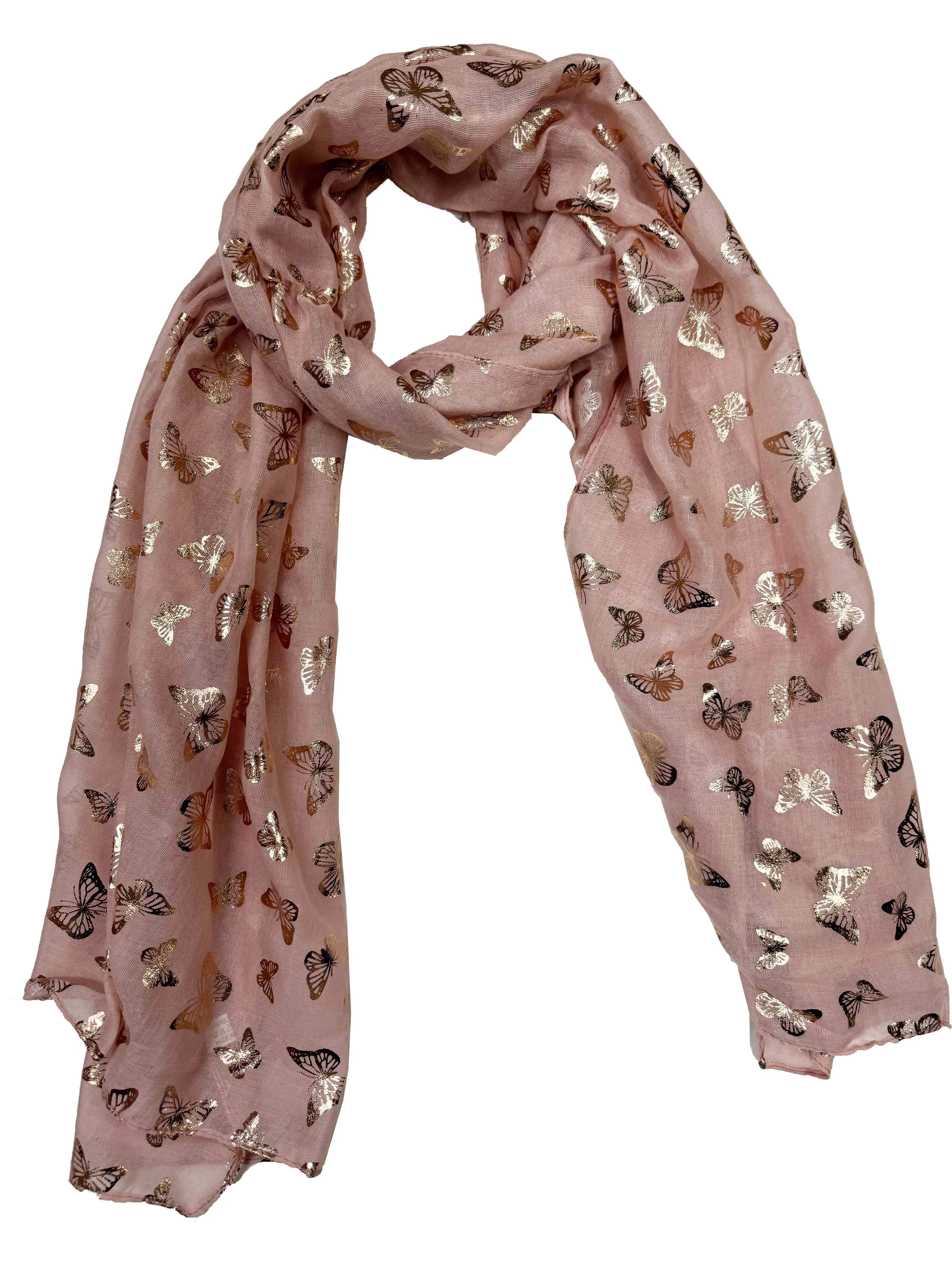 Scarf with Mini Gold Foil Butterflies