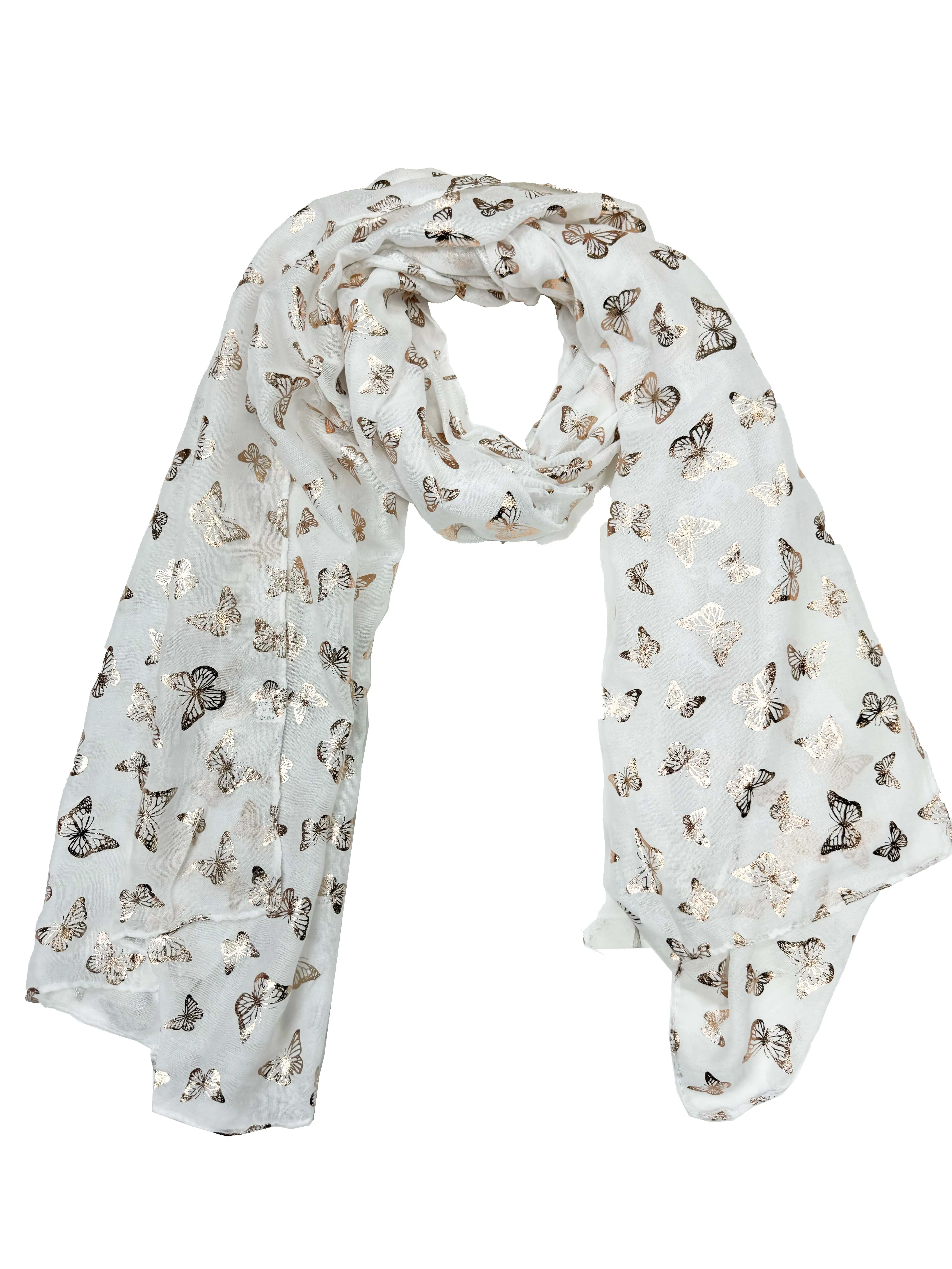 Scarf with Mini Gold Foil Butterflies