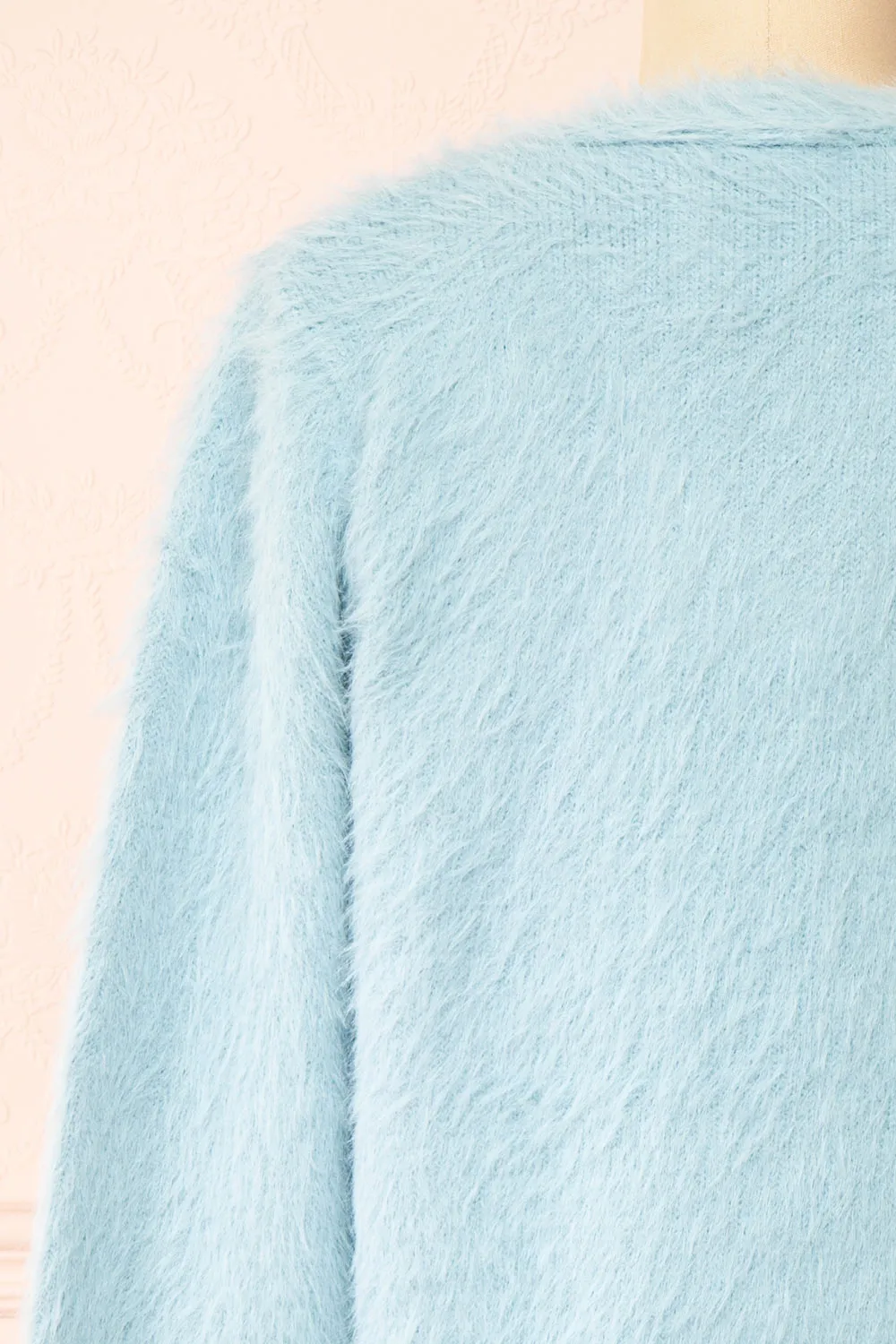 Serianna | Fuzzy Button-Up Blue Cardigan