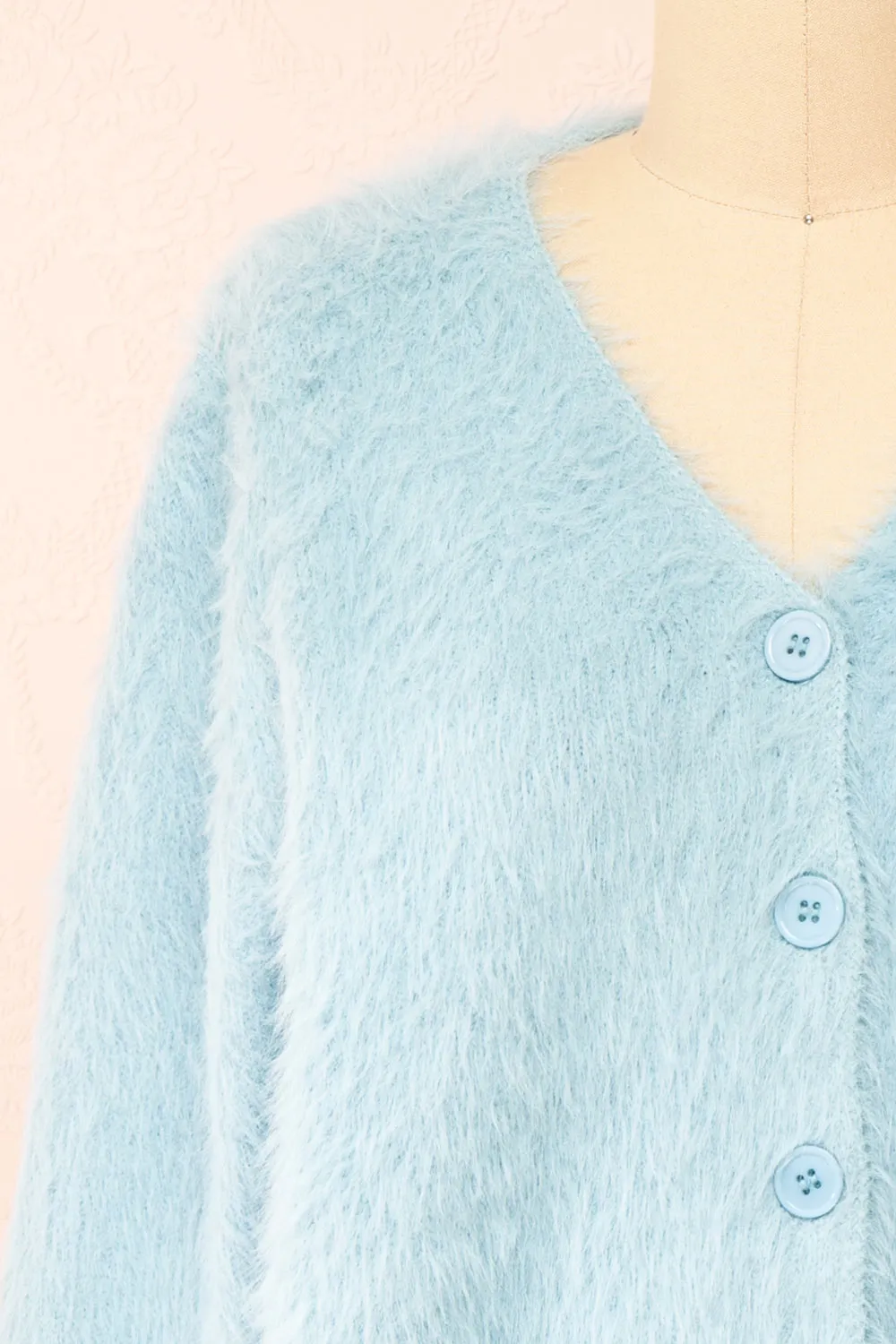 Serianna | Fuzzy Button-Up Blue Cardigan