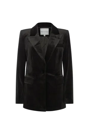 Sienna Tailored Velvet Blazer In Black