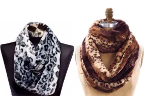 Silky Soft Faux Fur Infinity Scarf (Animal Print)