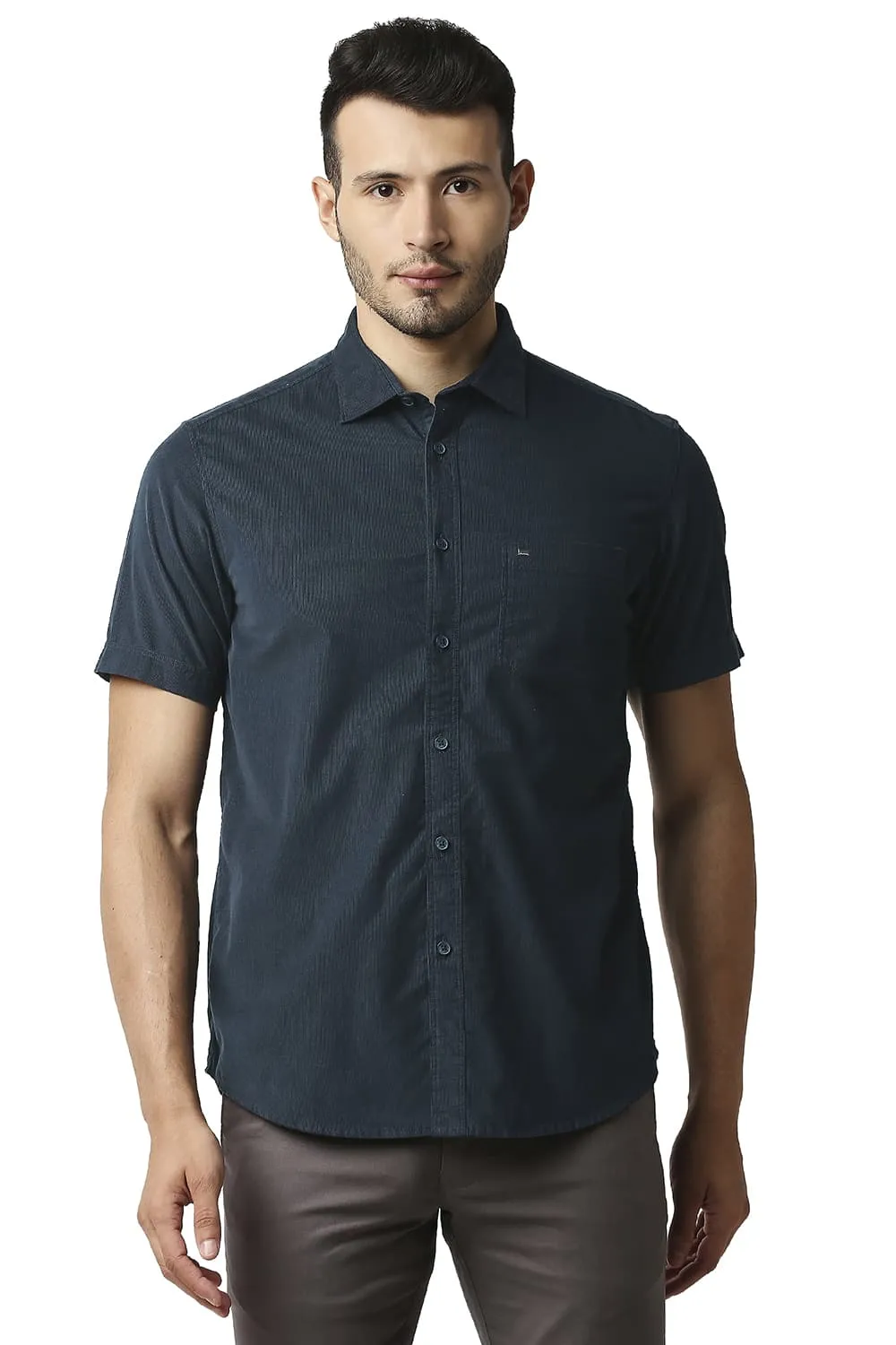 Slim Fit Corduroy Halfsleeves Shirt