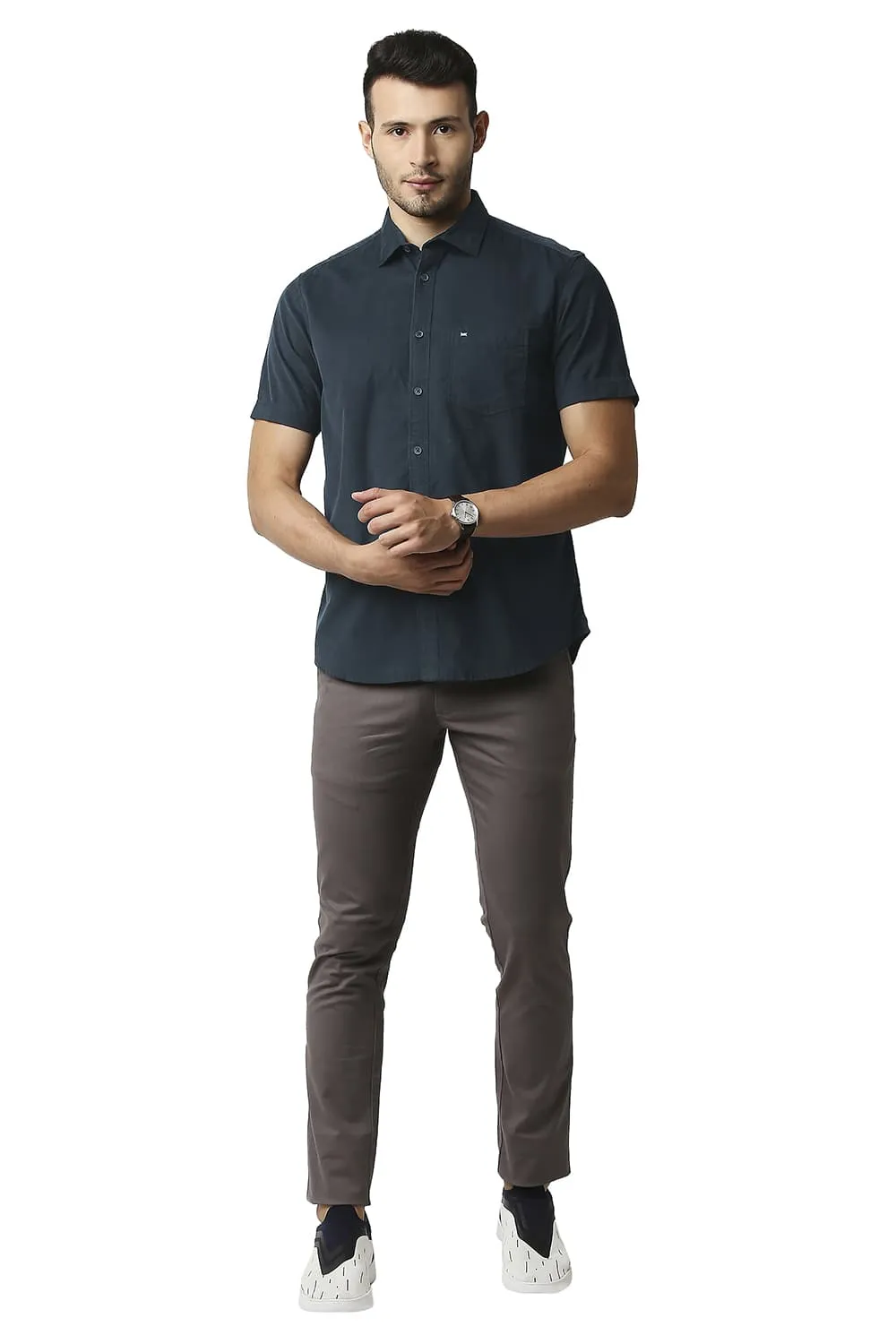 Slim Fit Corduroy Halfsleeves Shirt