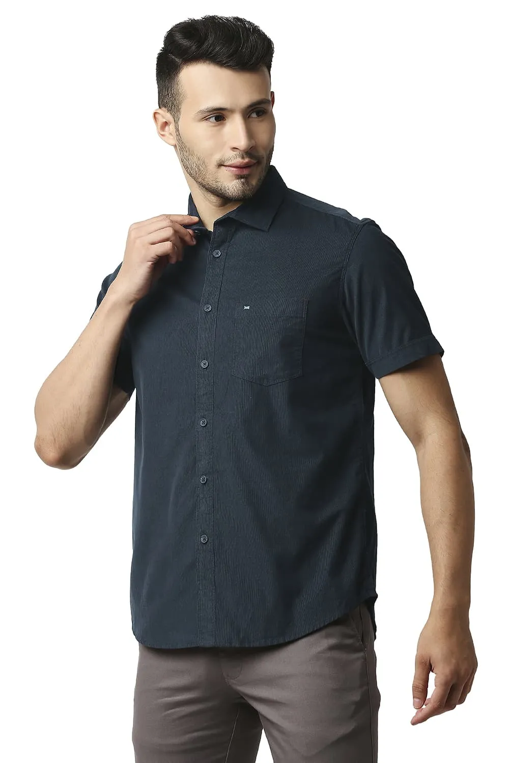 Slim Fit Corduroy Halfsleeves Shirt