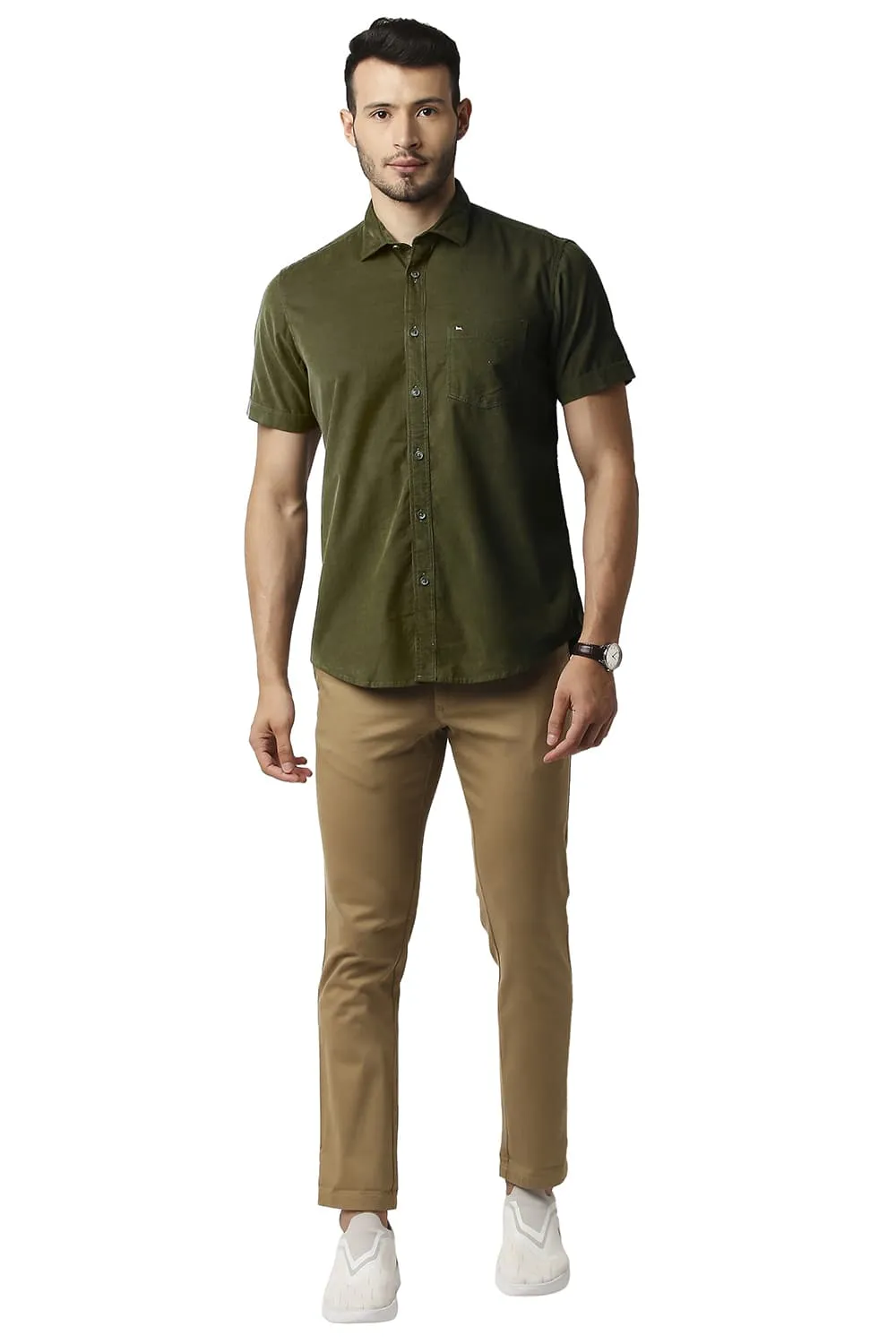 Slim Fit Corduroy Halfsleeves Shirt