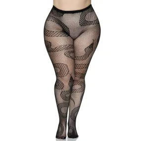 Snake Net Tights - 1x/2x - Black