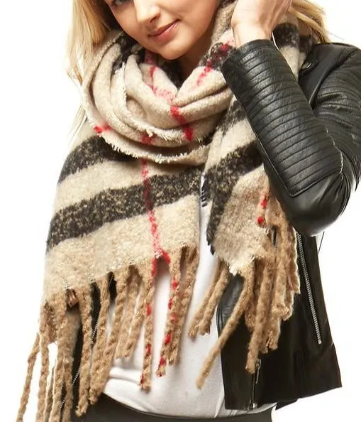 Snow Drift Soft Plaid Scarf