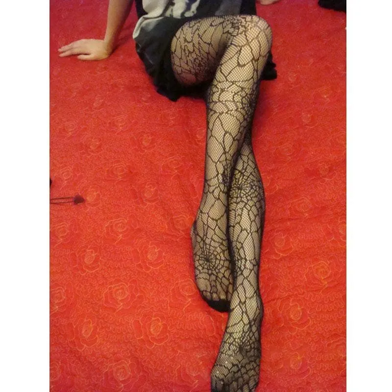 Spider web fishnet tights