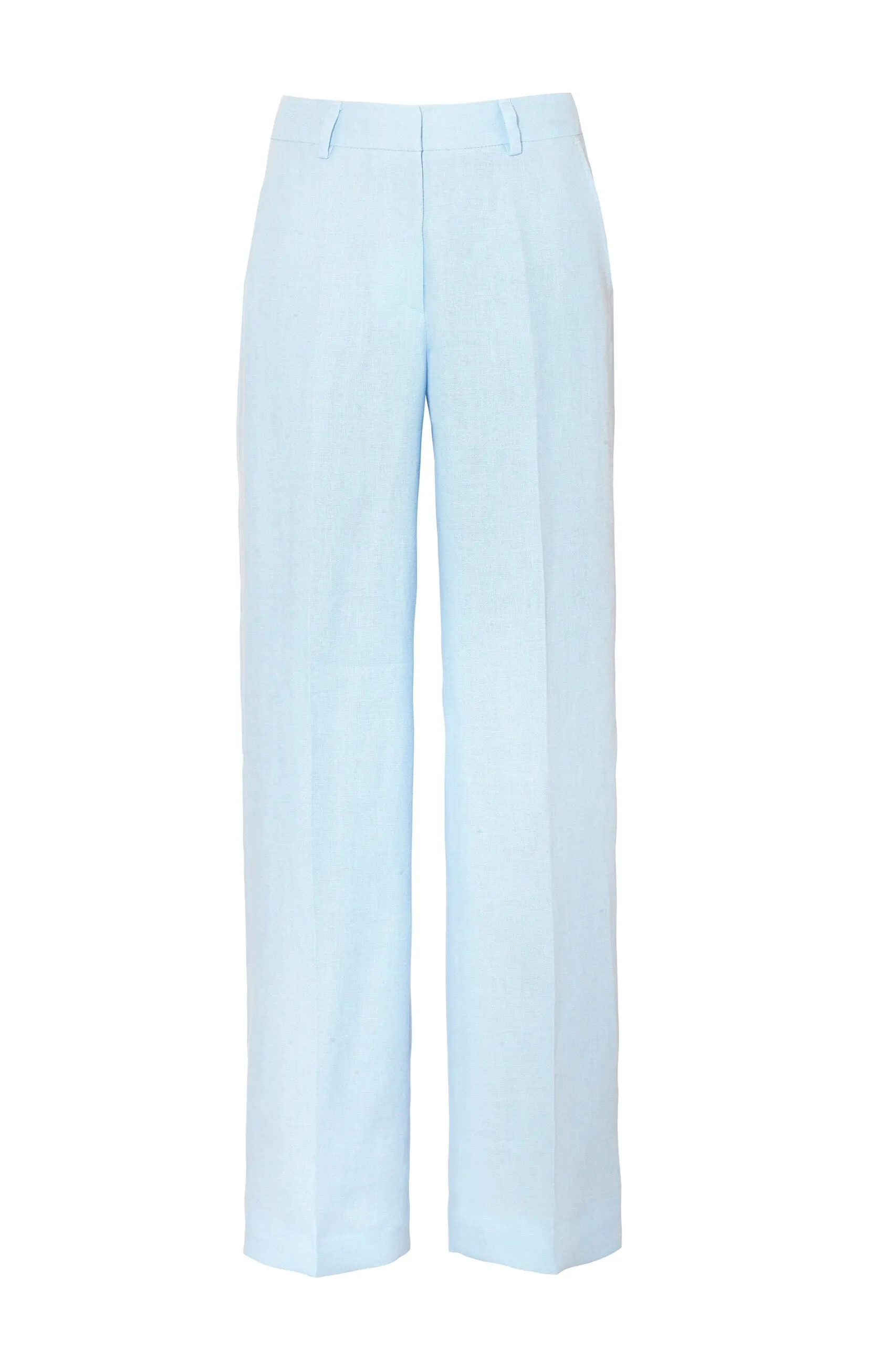 Straight-Leg Trousers in Sky Blue Linen by Anna James