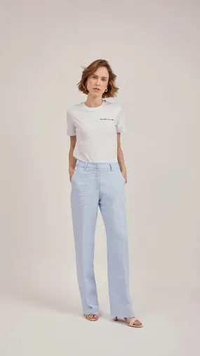 Straight-Leg Trousers in Sky Blue Linen by Anna James