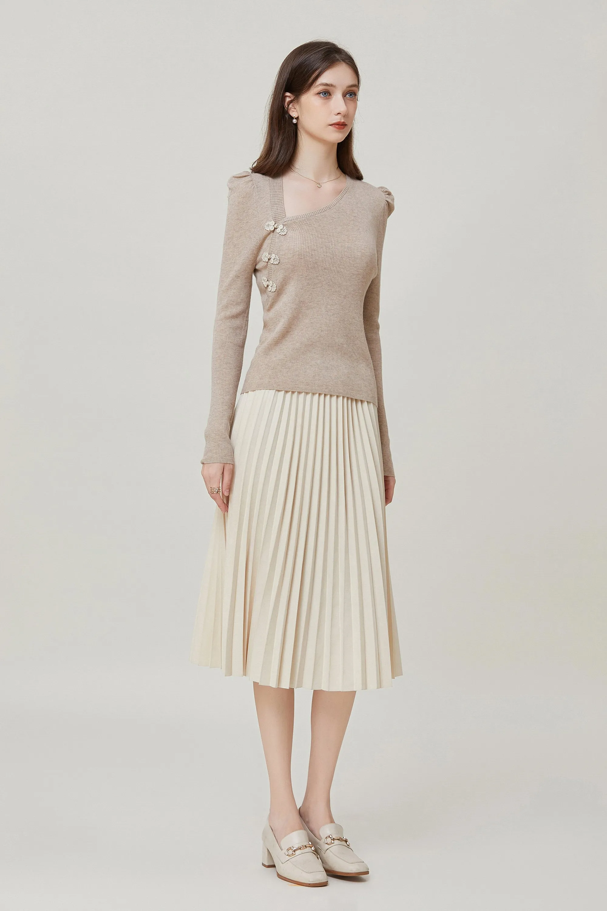 Sylphide | Lya Camel Asymmetric Wool Sweater