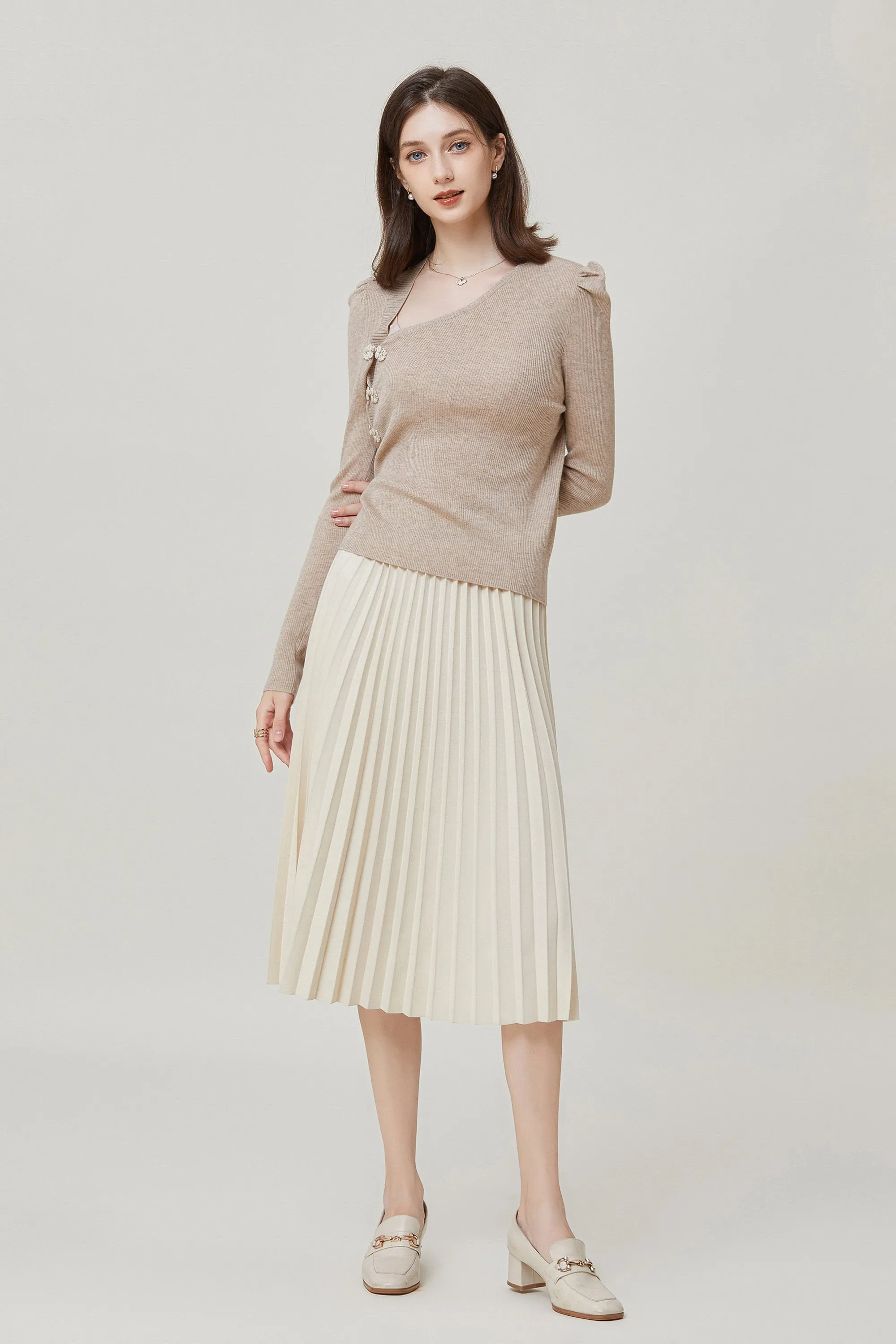 Sylphide | Lya Camel Asymmetric Wool Sweater