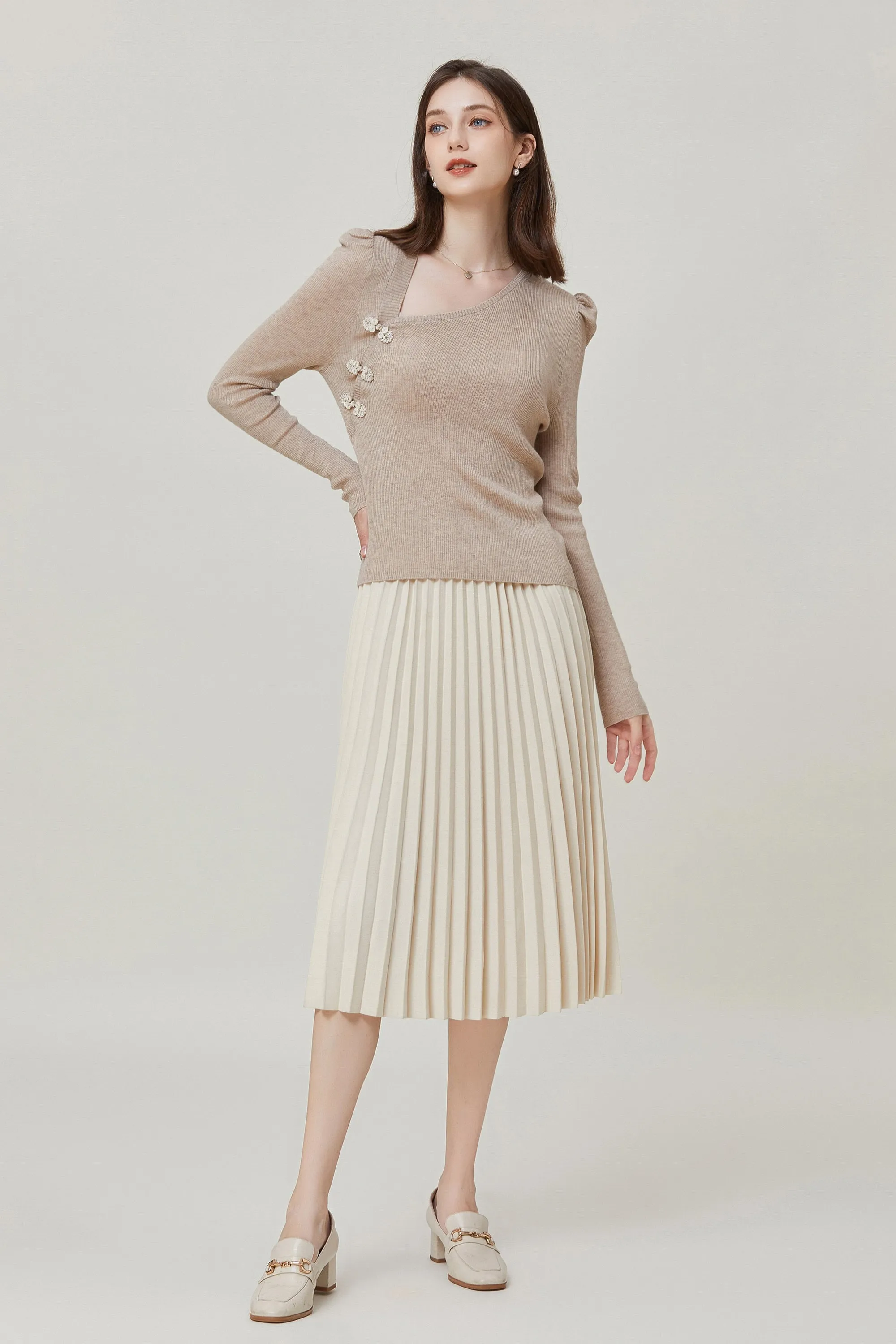 Sylphide | Lya Camel Asymmetric Wool Sweater